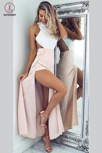 Sexy Cheap Split Jewel Backless Sleeveless Prom Dress,Ankle-Length Formal Dresses KPP0285