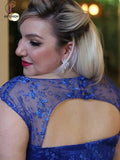 Cheap Royal Blue Plus Size Sleeveless Floor-length Open Back Chiffon Prom Dresses KPP0299