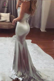 Sexy Silver Strapless Sweetheart Mermaid Beading Evening Dress,Long Prom Dress KPP0329