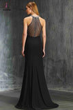 Elegant Black Sheath Jewel Beading Sleeveless Floor-length Evening Dress,Prom Gown KPP0340