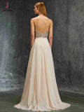 Sexy A-line Sleeveless Backless Beading Chiffon Long Prom Dress,Evening Dress KPP0341