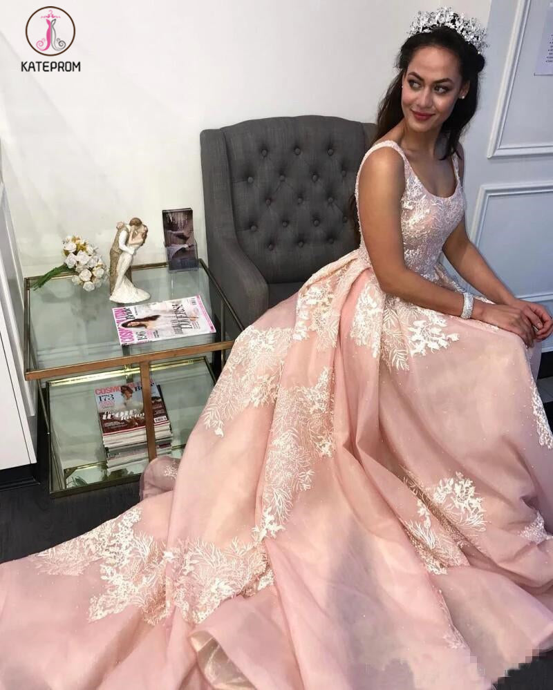 Elegant Blush Pink Sexy Backless Lace Scoop Neck Prom Special Occasion –  kateprom