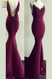 Spaghetti Straps Mermaid V-neck Sleeveless Prom Dress,Sexy Backless Evening Dress KPP0392