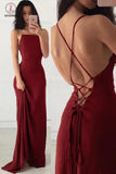 Spaghetti Straps Burgundy Sleeveless Formal Gown,Cheap Long Evening Dresses KPP0401