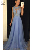 Cheap Lavender A-line Sleeveless Chiffon Prom Dress with Lace Rhinestone KPP0432