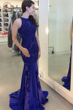 Gorgeous Jewel Beading Mermaid Prom Dress, Trumpet Sleeveless Sweep Train Evening Dress KPP0483