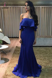 Royal Blue Charming Off the Shoulder Mermaid Formal Dress, Sexy Trumpet Prom Dress KPP0490