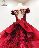 Gorgeous Ball Gown Prom Dress with Beading, Long Quinceanera Dress with Flowers KPP0562