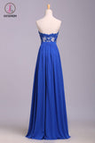 Elegant Strapless Chiffon Evening Dress with Lace Appliques, Long Prom Dress KPP0575