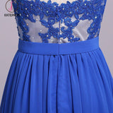 Elegant Strapless Chiffon Evening Dress with Lace Appliques, Long Prom Dress KPP0575