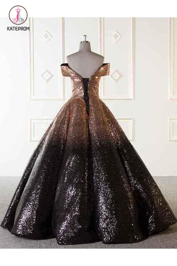 Luxury Sparkly Ball Gown Dresses Ombre Sequins Floor Length Prom Eveni   kateprom
