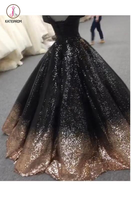 Bling Sequins Black Ball Gown Prom Dresses Off Shoulder Formal Gown Ma kateprom Bling Sequins Black Ball Gown Prom Dresses Off Shoulder Formal Gown Ma kateprom