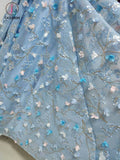 Blue Lace Spaghetti Strap 3D Flowers Applique Prom Dress, Ball Gowns KPP0753