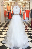 Two Piece Floor Length Prom Dresses with Beading, Cheap Prom Dress for Teens KPP0700