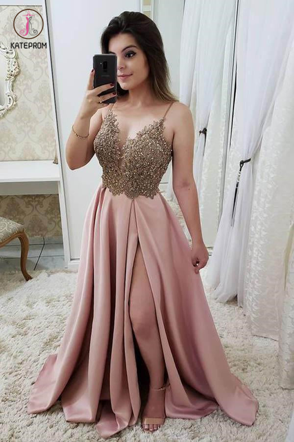 Burgundy Spaghetti Strap Satin Prom Dress with Beading, Sparkly Senior kateprom Burgundy Spaghetti Strap Satin Prom Dress with Beading, Sparkly Senior kateprom