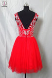 Newest Red Tulle Short Prom Dress Homecoming Dress KPH0039