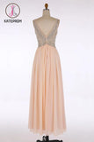 Classic V-Neck Floor Length Beading Prom Dresses Evening Dresses KPP0121