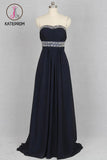 Sweetheart Chiffon Crystals Black Long Prom/Party Dress KPP0123