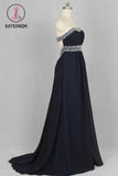 Sweetheart Chiffon Crystals Black Long Prom/Party Dress KPP0123