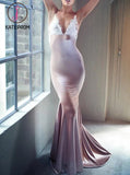 Mermaid V-neck Backless Long Bridesmaid Dress,Party Dresses KPB0066