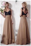 A-line Sweetheart Backless Lace Prom Dresses,Long Evening Dress KPP0142
