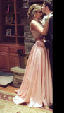 Two Pieces Pink Prom Dresses,Beading Formal Dresses,Taffeta Graduation Dresses KPP0146