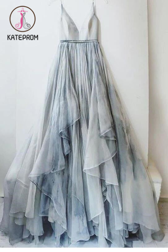 Spaghetti Straps V-neck Prom Dress,Long Backless Senior Prom Dress,Formal Women Dresses KPP0151