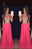 Gorgeous High Neck Prom Dress With Beads,Graduation Chiffon Formal Dress For Teens KPP0159