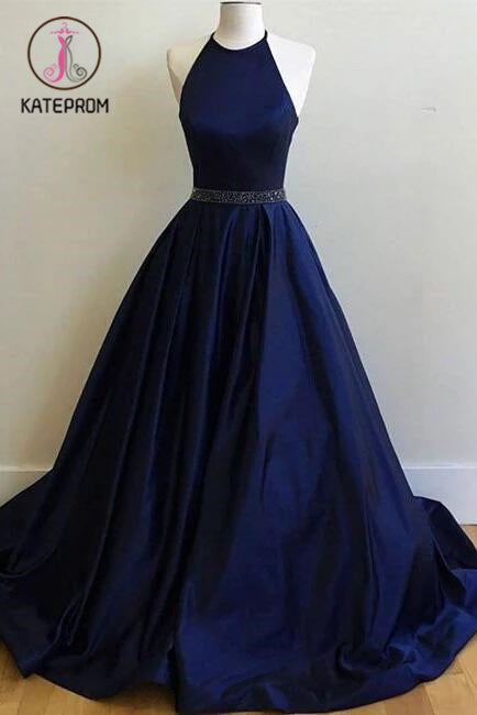 Dark Blue Halter Prom Dresses,Ball Gowns Graduation Dresses,Formal Dress For Teens KPP0166