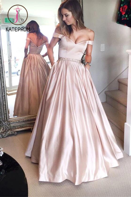 A-line Off the Shoulder Prom Dresses,Ruffles Party Dress,Formal Dress, kateprom A-line Off the Shoulder Prom Dresses,Ruffles Party Dress,Formal Dress, kateprom