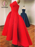 Red Sweetheart Prom Dresses,High-low Strapless Prom Gown,Red Formal Dress With Ruffles KPP0196