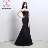 Mermaid Lace Prom Dresses With Belt,Strapless Ball Gown,Sexy Prom Dresses,Formal Dress KPP0203