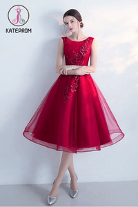 A-line Tulle Sleeveless Homecoming Dress,New Arrival Graduation Dresses With Flowers KPH0103