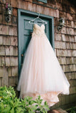 Gorgeous Strapless Sweetheart Pleats Long Ball Gown Wedding Dress with Beading KPW0151