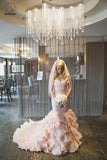 Gorgeous Sweetheart Ruffles Pleats Mermaid Wedding Dresses with Beading KPW0165