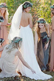 Fashion A-line Halter Sleeveless Backless Chiffon Beach Wedding Dress with Lace KPW0174