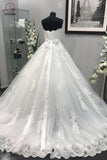 Ivory Strapless Lace Appliques Crystal Beaded Sash Tulle Wedding Dresses Ball Gowns KPW0206