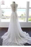Bohemian Wedding Dresses, Cheap Spaghetti Straps Long Beach Wedding Gown KPW0221