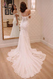 Sexy Off Shoulder Appliqued Beach Wedding Dress with Court Train, Ivory Bridal Dress KPW0225