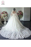 New Off The Shoulder Ivory Tulle Wedding Dresses With Applique Sweep Train KPW0260