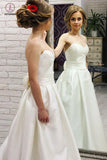 Simple Sweetheart Satin Wedding Dress with Bowknot, Cheap Beach Wedding Dress KPW0271