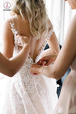 Vintage Lace Wedding Gowns Illusion Neck Sleeveless Wedding Dresses with Train KPW0277