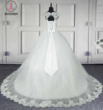 Ball Gown Long Wedding Dresses, Gorgeous White Tulle Lace Wedding Gown KPW0324