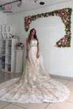Gorgeous Wedding Dress with Lace, Long Wedding Dresses with Detachable Train KPW0329