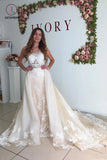 Gorgeous Wedding Dress with Lace, Long Wedding Dresses with Detachable Train KPW0329