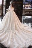 Charming Half Sleeves Ball Gown V Neck Wedding Dresses,Princess Bridal Dress KPW0332
