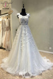 Cheap A Line Lace Beach Wedding Dress with Appliques, New Sleeveless Bridal Dress KPW0343