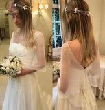 Simple Elegant Chiffon Beach Wedding Dresses with Wrap Sleeves, Unique Bridal Dress KPW0363