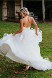 Charming Sweetheart Tulle Wedding Dresses, Puffy Backless Beach Wedding Gown KPW0365