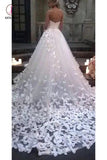 Gorgeous Sweetheart Ball Gown Wedding Dress with Appliques, Beach Wedding Gown KPW0379